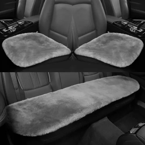 Miniatura 20 de IRIWOOL Almohadilla de asiento de piel de oveja auténtica, funda de asiento de lana suave australiana, transpirable y absorbente del sudor, cómoda