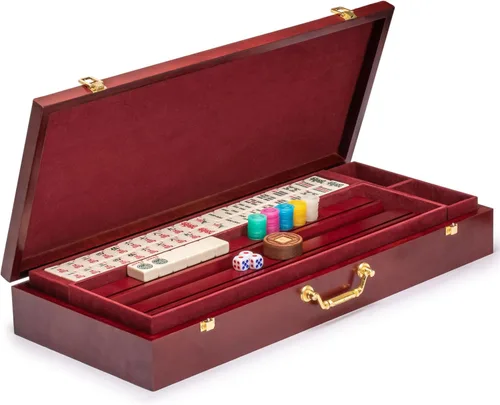Miniatura 4 de Conjunto de 166 Azulejos de Mahjong Americano (MAh Jongg, mahjongg). Estante todo-en-uno/Empujadores, "The Classic Royal II