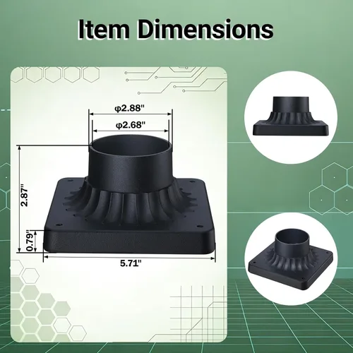 Miniatura 5 de LIT-PaTH Base de montaje de poste para exteriores, base de montaje en muelle para luz de poste estándar de 3 pulgadas, acabado negro mate, paquete