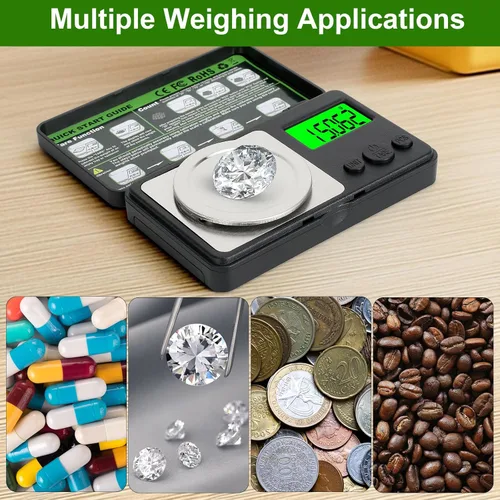 Miniatura 8 de Báscula digital de miligramo de 0.00 oz/1.76 oz, microbáscula portátil con pantalla, báscula de laboratorio de alta precisión para polvo