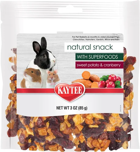 Miniatura 9 de Kaytee Snack natural con superalimentos para conejillos de indias, conejos, hámsteres y otros animales pequeños, manzana y zanahoria, 2.5 onzas
