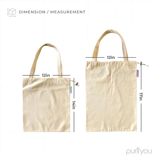 Miniatura 2 de purifyou Juego de 9 mini bolsas de lona de algodón orgánico reutilizables con cordón para comprar comestibles, productos secos, artículos esenciales