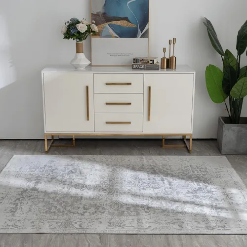 Miniatura 395 de Syalife 4x6 Alfombra Lavable para Área, Ultra Suave Antideslizante, Pila Baja, Alfombra Vintage Resistente a Manchas para Sala de Estar, Alfombra