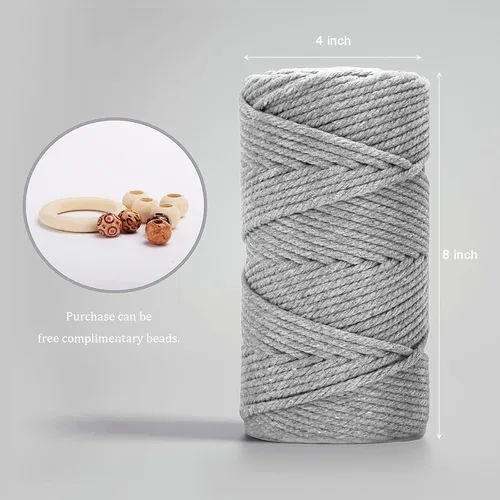 Miniatura 3 de Cuerda de algodón para macramé de 5 mm x 109 yardas, ZUEXT 100% natural hecha a mano, cuerda de algodón trenzada de 4 hebras para colgar plantas