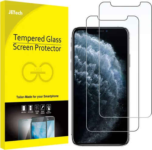 JETech Protector de pantalla para iPhone 11 Pro, iPhone Xs y iPhone X de 5.8 pulgadas, película de vidrio templado, paquete de 2