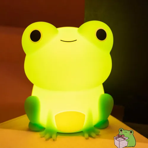 Luz nocturna para niños, lámpara de rana con bonitas calcomanías de rana, lámpara de noche para dormitorio, luz nocturna para bebé, niña, niño,