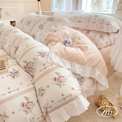 Miniatura 46 de VM VOUGEMARKET - Juego de funda de edredón floral amarilla de 3 piezas para niñas, de algodón, funda de edredón de flores rosas con cierre de F#
