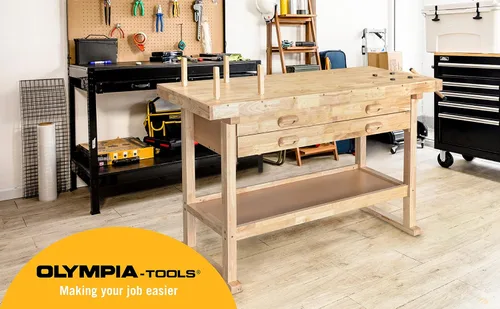 Miniatura 9 de Olympia Tools Banco de trabajo de madera de 48 pulgadas - Capacidad de peso de 330 libras Banco de trabajo de madera para garaje, taller y hogar