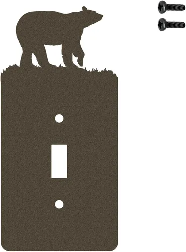 Miniatura 31 de Bear - Placa de pared para interruptor de luz de palanca doble (palanca doble, negro) - Fabricado en Estados Unidos