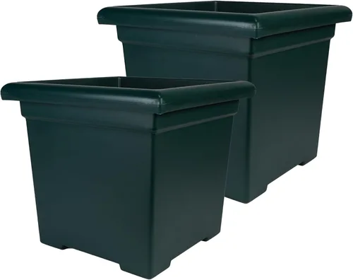Miniatura 19 de The HC Companies Maceta cuadrada Accent con drenaje – Macetas clásicas para plantas de exterior y plantas de interior – Maceta cuadrada ligera