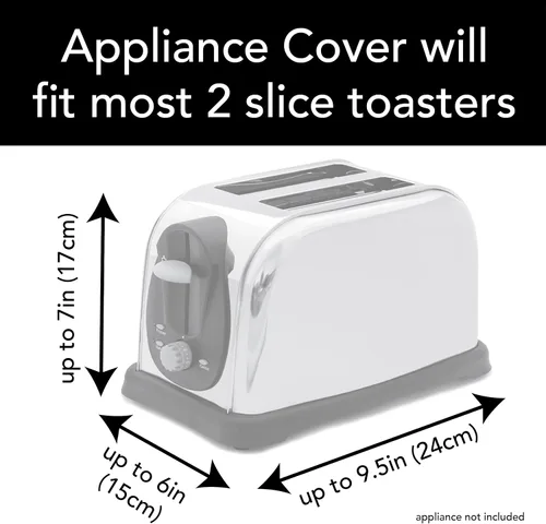Miniatura 3 de Funda RITZ Premium Universal para tostadora de dos rebanadas, 11.25" x 5.75" x 7", de poliéster y algodón acolchado, protector contra huellas Negro