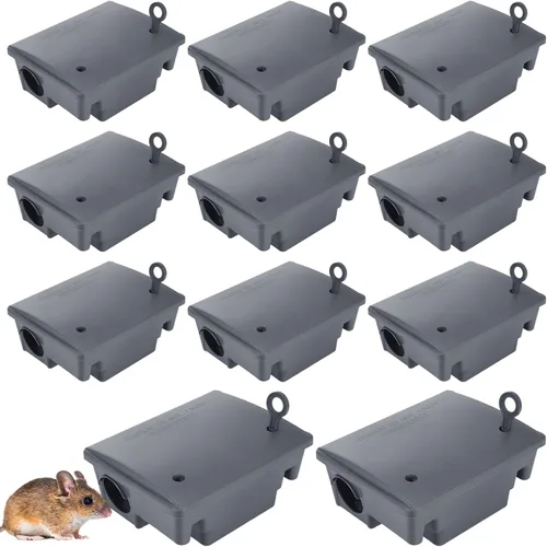 Miniatura 8 de Estación de cebo para ratas Qualirey, paquete de 36 cajas, trampas para roedores al aire libre con llave, trampa para ratones con cebo para Negro