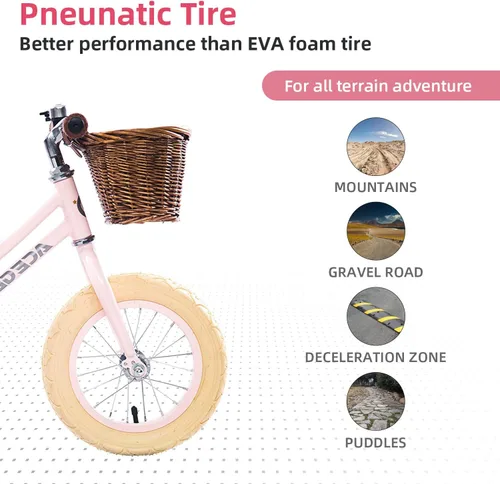 Miniatura 5 de ACEGER Bicicleta de equilibrio de 12" para niños con canasta, bicicleta para niños pequeños para fortalecer las piernas y mejorar el equilibrio