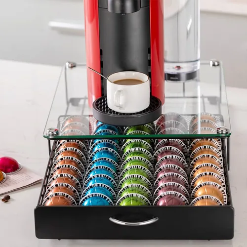 Miniatura 2 de Cajón para cápsulas de café Nespresso Vertuo con vidrio para gabinete, estante de almacenamiento de cápsulas Vertuoline para mostrador