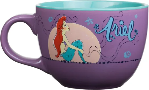 Silver Buffalo Taza de cerámica de las princesas de Disney Sirenita Ariel Moonlight, para sopa, de 24 onzas Varios colores