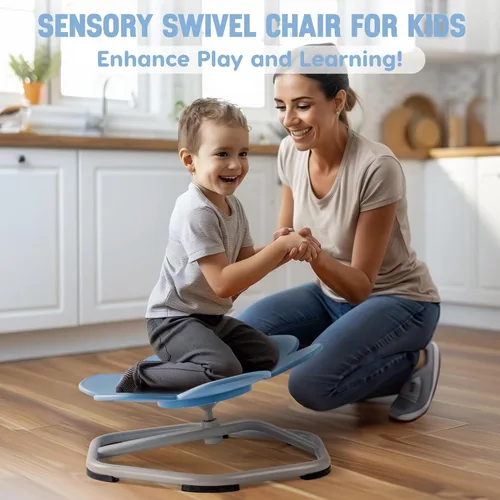 Miniatura 9 de ROBUD Silla giratoria sensorial para niños, silla giratoria para niños con autismo con diseño antideslizante, entrenamiento de coordinación