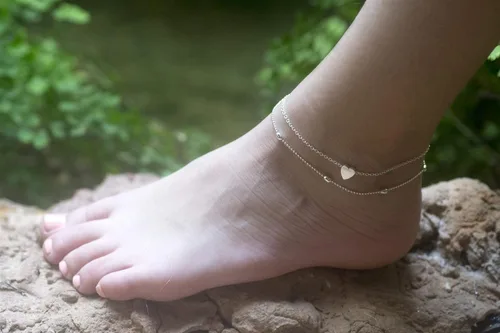 Miniatura 4 de Ankle Bracelet, Adjustable Double-Chain Layered Beaded Heart Charm Anklet for Women, Cute Love Summer Beach Leg Foot Jewelry, Boho Mom Friend