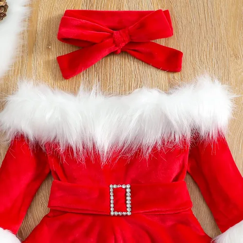 Miniatura 11 de FYBITBO Vestido de Navidad para bebé niña, terciopelo verde, manga larga, tutú, mameluco, vestido de fiesta, traje de Navidad
