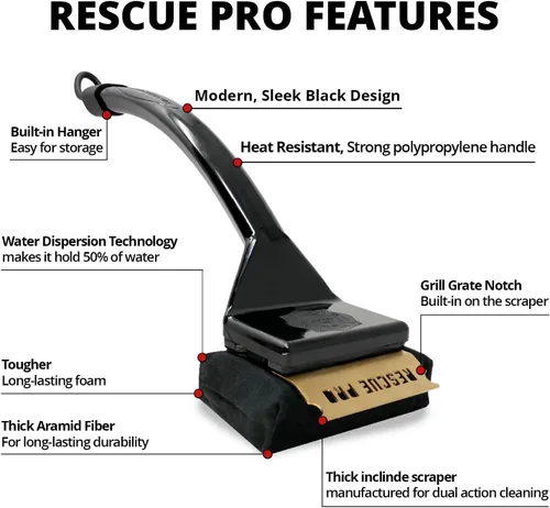 Miniatura 2 de Grill Rescue Cabezal de limpieza de raspador reemplazable para barbacoa, [Rescue-Mejorado], cepillo de parrilla sin cerdas, herramientas raspadoras