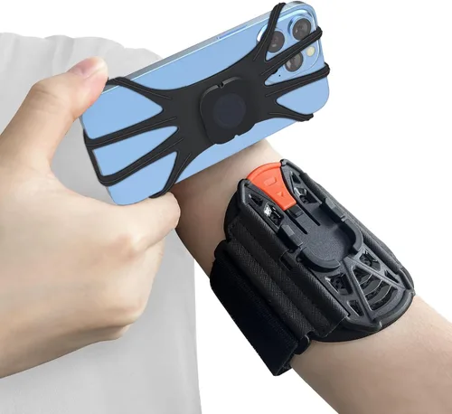 Brazalete soporte para teléfono con rotación de 360° y desmontable, compatible con iPhone 15/14/13/12/Pro/Pro, etc., para Samsung y más, se adapta a