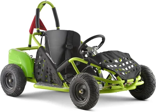 Miniatura 9 de Go Kart eléctrico, auto eléctrico de 48 V, marco tubular de acero, cinturón de seguridad, neumáticos todo terreno de 13 pulgadas, control de Negro