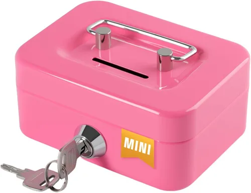 Miniatura 10 de Caja de dinero con cerradura y bandeja de dinero, caja de dinero de metal, caja grande para dinero 9.84 x 7.87 x 3.54 pulgadas, color negro