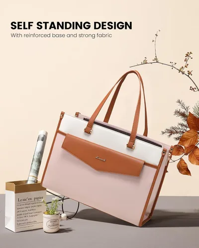 Miniatura 6 de LOVEVOOK Bolsa para laptop para mujer, 15.6 pulgadas, bolsa de mano para laptop 2 en 1, bolsa de trabajo profesional, maletín de negocios con bolso
