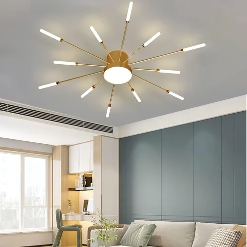 Miniatura 4 de Lámpara de techo LED regulable de 32 pulgadas, 12 luces de techo, lámpara de techo empotrada, iluminación de interior dorada para sala de estar, 12
