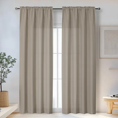 Miniatura 71 de OWENIE Bob Juego de 2 Paneles de Cortinas Negras de Cocina para Ventanas de 36 Pulgadas de Largo, Cortinas Cortas de Café con Textura de Lino