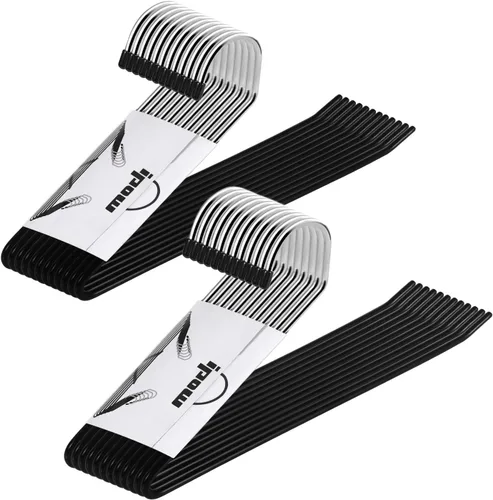 IPOW Paquete de 24 perchas de metal resistentes para pantalones, perchas para armario, perchas de ropa de extremo abierto para pantalones holgados y