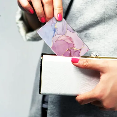 Miniatura 6 de Fintie Tarjetero para tarjetas de visita, cuero vegano de alta calidad, recubierto de acero inoxidable, organizador profesional delgado