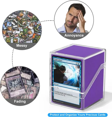 Miniatura 5 de YSCare Funda para cartas con 100 fundas para tarjetas y divisor, caja de almacenamiento estándar transparente para tarjetas de Commander, ajuste