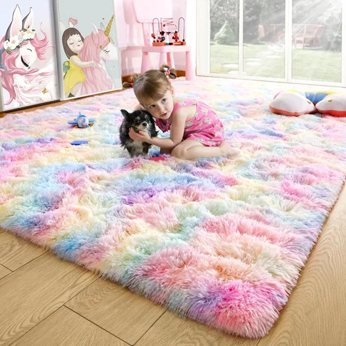 Miniatura 34 de Noahas - Alfombras mullidas de 4 x 6 pies para dormitorio y sala de estar, alfombra gruesa y peluda de color gris, alfombra de suelo antideslizante