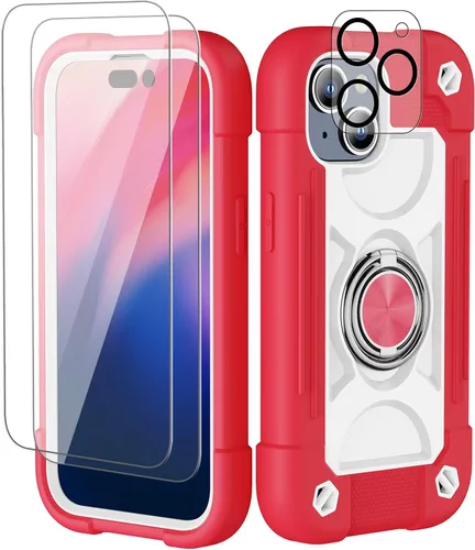 Miniatura 119 de Funda para iPhone 11 de 6.1 pulgadas con soporte de anillo, con 2 protectores de pantalla de vidrio, resistente a los golpes, resistente a