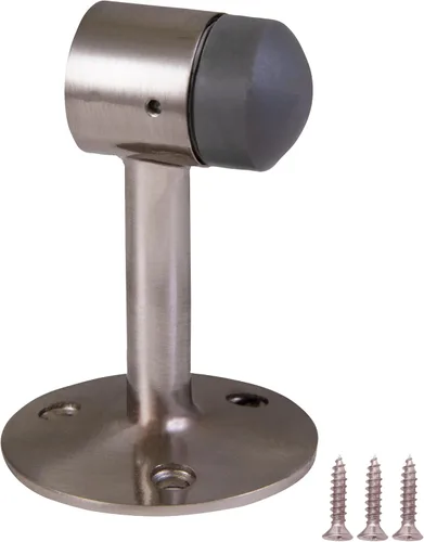 Design House 189290-SN - Protector de pared para puerta con punta de goma, tapón de puerta de aluminio de níquel satinado, paquete de 2 unidades