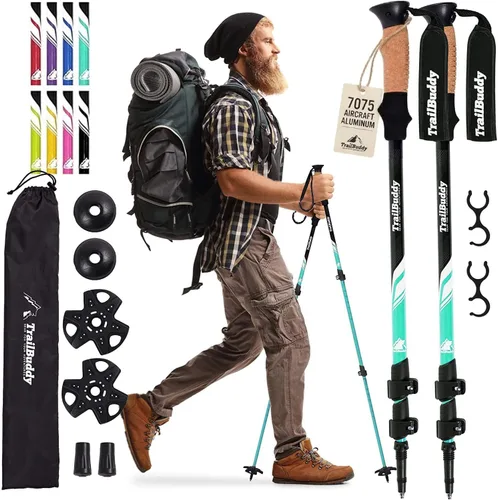 TrailBuddy Bastones de senderismo plegables para niños, paquete de 2 bastones de senderismo para senderismo, camping y mochilero, bastones de