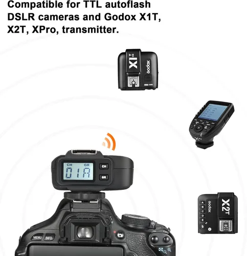 Miniatura 5 de Godox X1R-C E-TTL 2.4G Receptor de disparador remoto inalámbrico de sincronización de alta velocidad compatible con cámara Canon, 1/8000s, 5 grupos