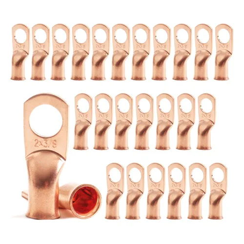 Miniatura 10 de 2/0 AWG 5/16" Stud (25 piezas), terminal de anillo de batería resistente, conectores de calibre 00, lengüetas de alambre de cobre 2/0, terminales