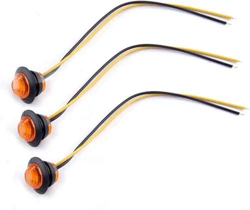 Miniatura 6 de juego de 10 luces LED selladas impermeables ámbar de 3/4" mini redondas, luces indicadoras delanteras, traseras y laterales, luces de gálibo