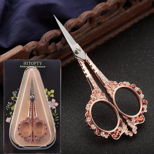 Miniatura 7 de Tijeras de costura, tijeras de bordado, tijeras de ganchillo de oro rosa de 4.5 pulgadas con funda para manualidades, punto de cruz, costura, obras