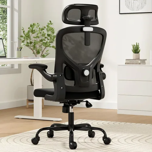 Miniatura 12 de Soohow Silla de oficina, ergonómica de malla de oficina con soporte de respaldo ajustable, cómoda silla giratoria de computadora con reposacabezas