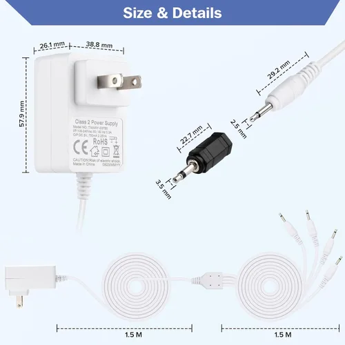 Miniatura 5 de LaWana Adaptador AC/DC compatible con Department 56 Village Accessories 5655026 56.55026 55026 3V Cable de alimentación para Departamento 56 Sistema