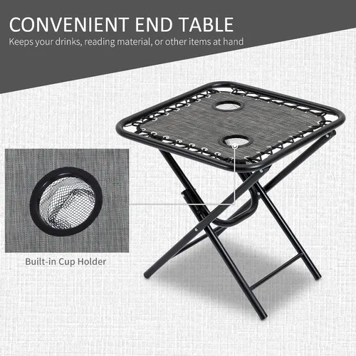 Miniatura 4 de Outsunny Juego de sillas Zero Gravity con mesa auxiliar, silla reclinable plegable con portavasos y almohadas, sillas ajustables para piscina, patio