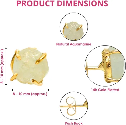 Miniatura 113 de Gempires Natural Raw Prong Setting Stud Earrings, 8-10 mm Crystals Earring, Handmade Jewelry, Gift for Her