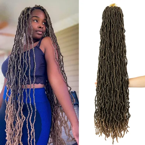 Miniatura 31 de Umylar - Paquetes de 7 rastas sintéticas de ganchillo de 24 pulgadas / 61 cm., extensiones de rastas suaves de diosa, cabello sintético de ganchillo