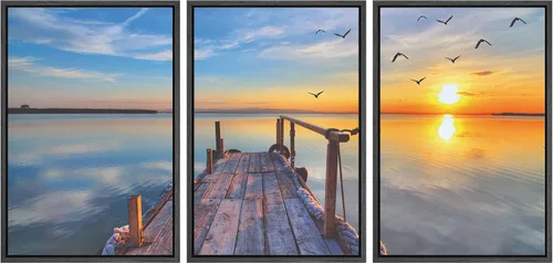 Miniatura 57 de NWT Juego de Arte de Pared de Lienzo Enmarcado Bosque Blanco y Negro Reflejo de Lago Paisaje Naturaleza Vida Silvestre Arte de Fotografía Rústico