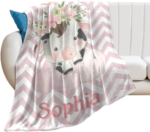 Miniatura 20 de Artsadd Manta de bebé personalizada para niños y niñas con nombre, manta personalizada con nombre de bebé con patrón de unicornio, manta