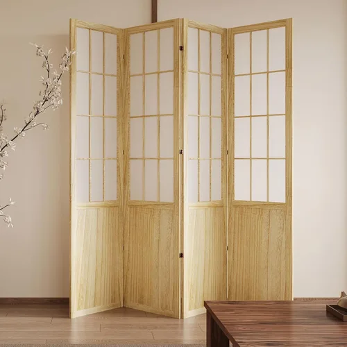 Miniatura 12 de Divisor de habitación plegable y pantalla de partición portátil de 5.6 pies, estilo Shoji chino japonés para separación de habitaciones - 4 paneles