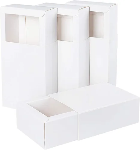 Miniatura 31 de BENECREAT Paquete de 30 cajas rectangulares de papel kraft marrón de 3.3 x 2.3 x 1 pulgadas con ventana transparente para regalos de boda, fiesta