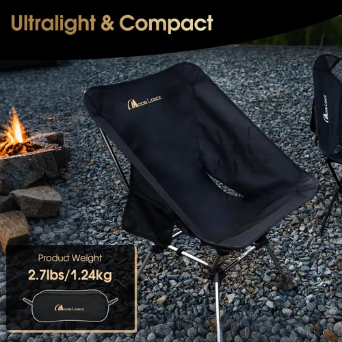 Miniatura 3 de MOON LENCE Silla de camping Plus, comodidad y tamaño mejorados, aún compacta y ligera, silla portátil plegable para mochilero y senderismo, Negro